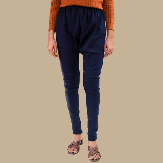 KURTIVERSE Navy Blue Plus Size Woolen Leggings, Winter Thermal Legging, 30-40 Inch Waist, Stretchable