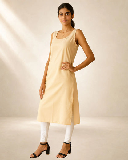 Women’s Beige 41-Inch Long Inner Slip – S–3XL