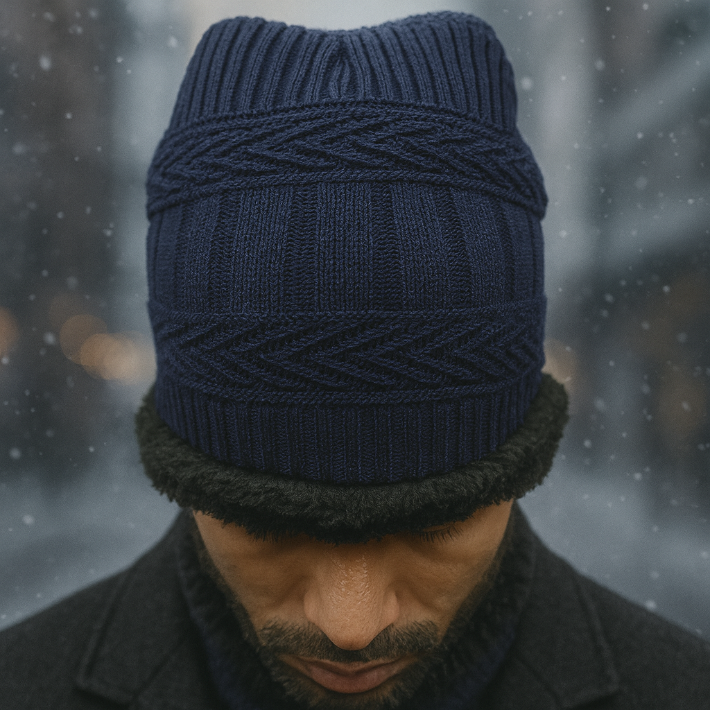 Kurtiverse Oversized Winter Beanie Cap & Neck Warmer Set — Street Style XL Knit Hat + Fleece Muffler | Unisex Big Head Fit | Comfort Warmth for City Winters