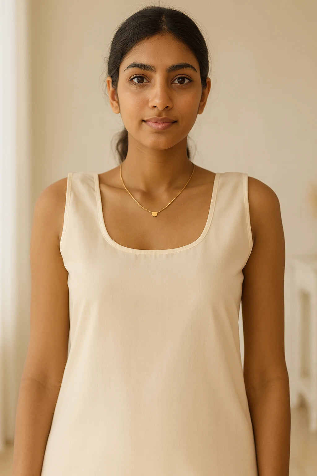 KURTIVERSE Women’s Poly Cotton Long Inner Slip Combo Pack of 2 with Side Slit | Cream & White