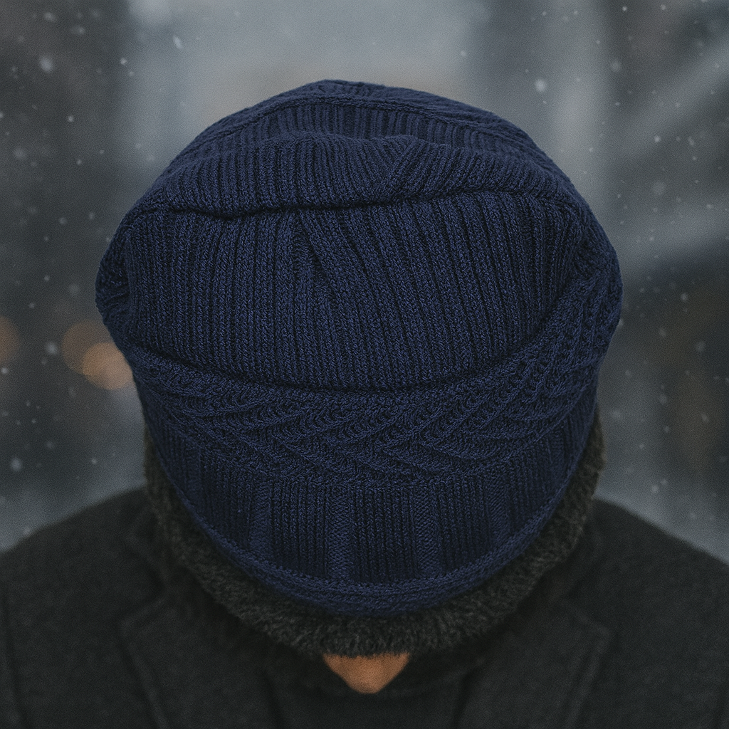 Kurtiverse Oversized Winter Beanie Cap & Neck Warmer Set — Street Style XL Knit Hat + Fleece Muffler | Unisex Big Head Fit | Comfort Warmth for City Winters