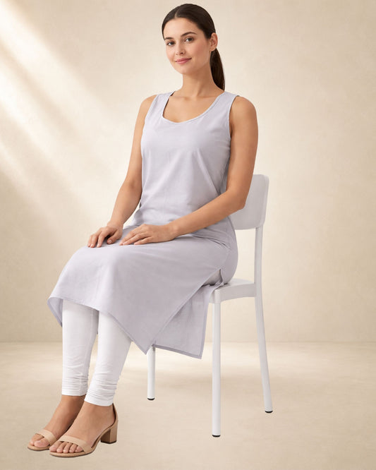 KURTIVERSE Light Gray Plus Size Long Inner Slip for Women | 41 Inch Full Length Innerwear for Kurti & Anarkali | 4XL-7XL