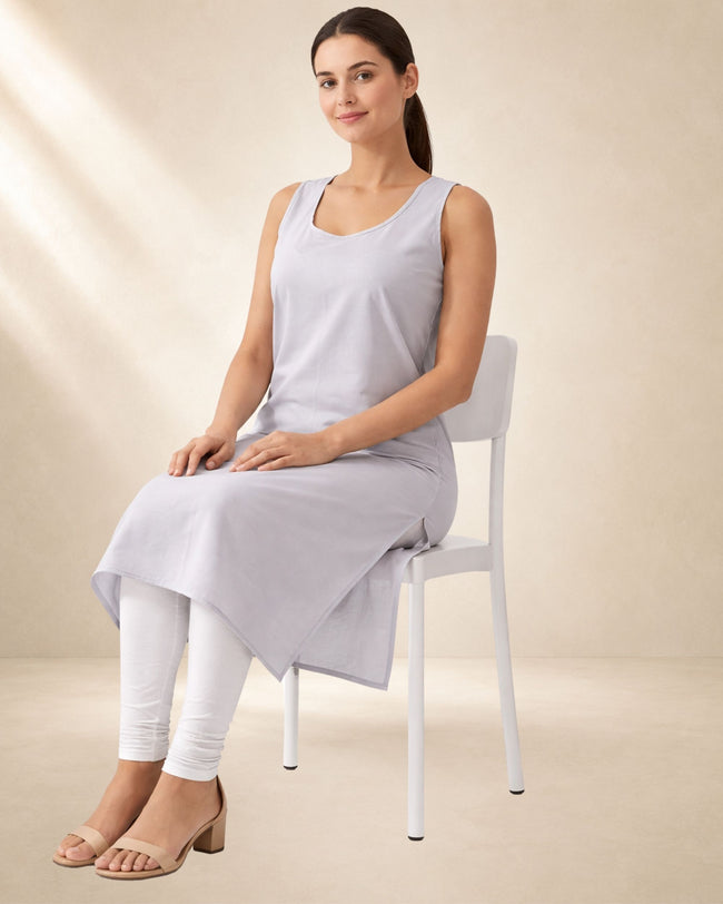 KURTIVERSE Women’s Poly Cotton Full-Length Inner Slip Light Gray Color | 41 Inch | Sizes 4XL–7XL