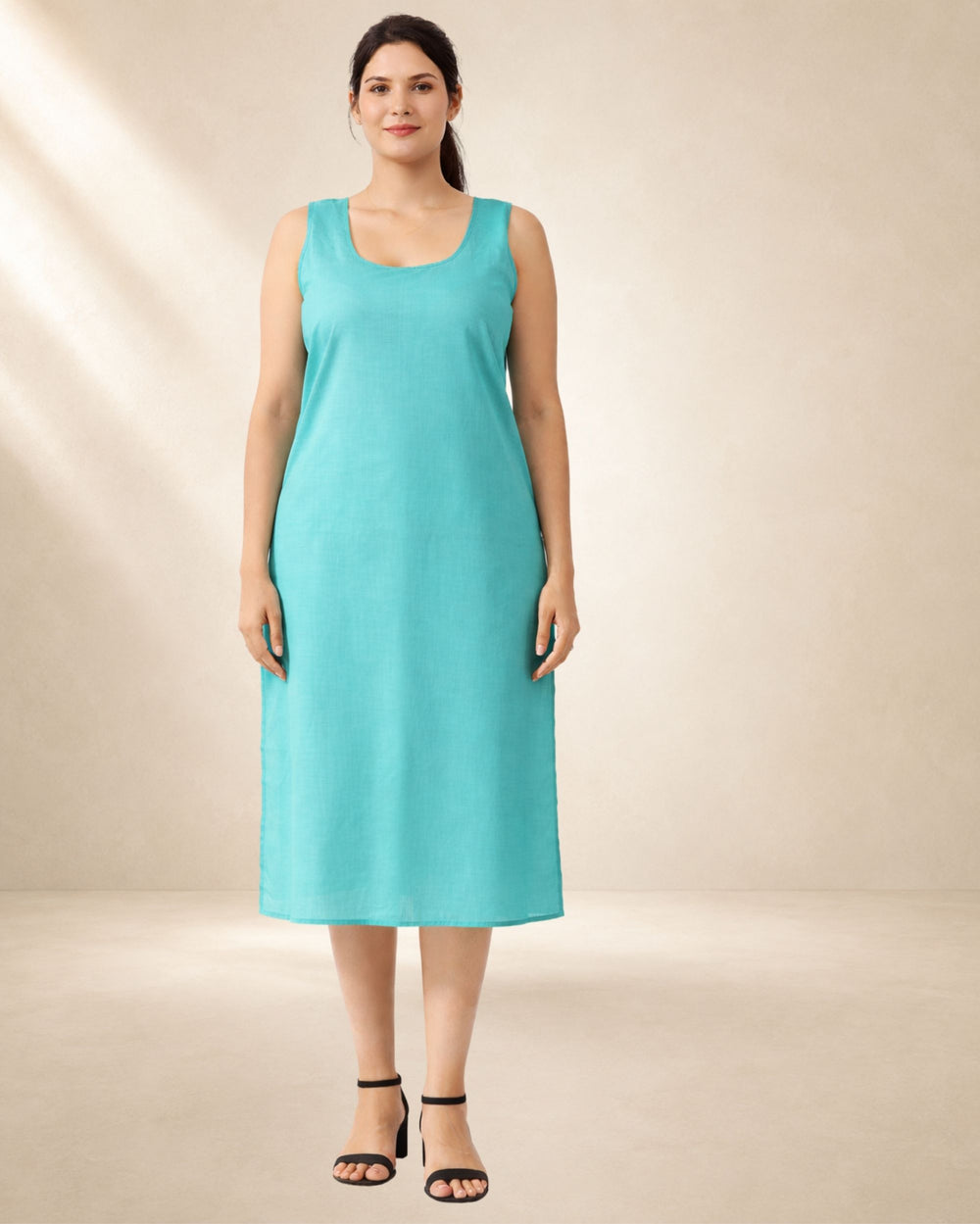KURTIVERSE Women’s Poly Cotton Full-Length Inner Slip Ocean Blue Color | 41 Inch | Sizes 4XL–7XL