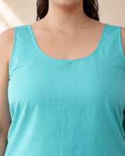 KURTIVERSE Women’s Poly Cotton Full-Length Inner Slip Ocean Blue Color | 41 Inch | Sizes 4XL–7XL