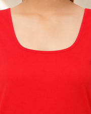 Kurtiverse Red Plus Size Poly Cotton Inner Slip for Women 28 Inch