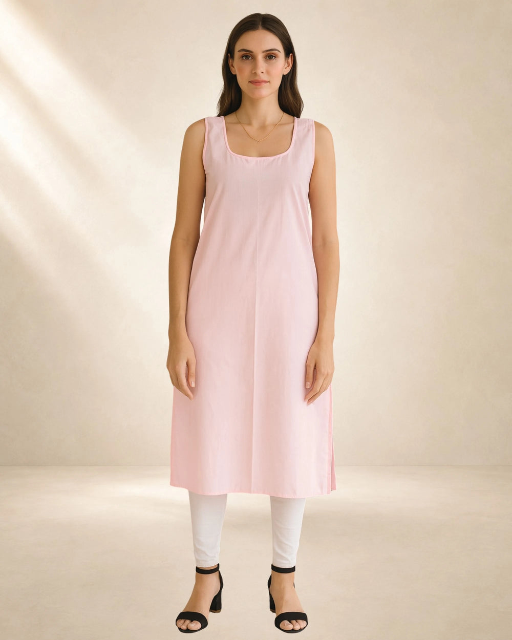 KURTIVERSE Women’s Poly Cotton Full-Length Inner Slip Pink Color | 41 Inch | Sizes S–3XL: