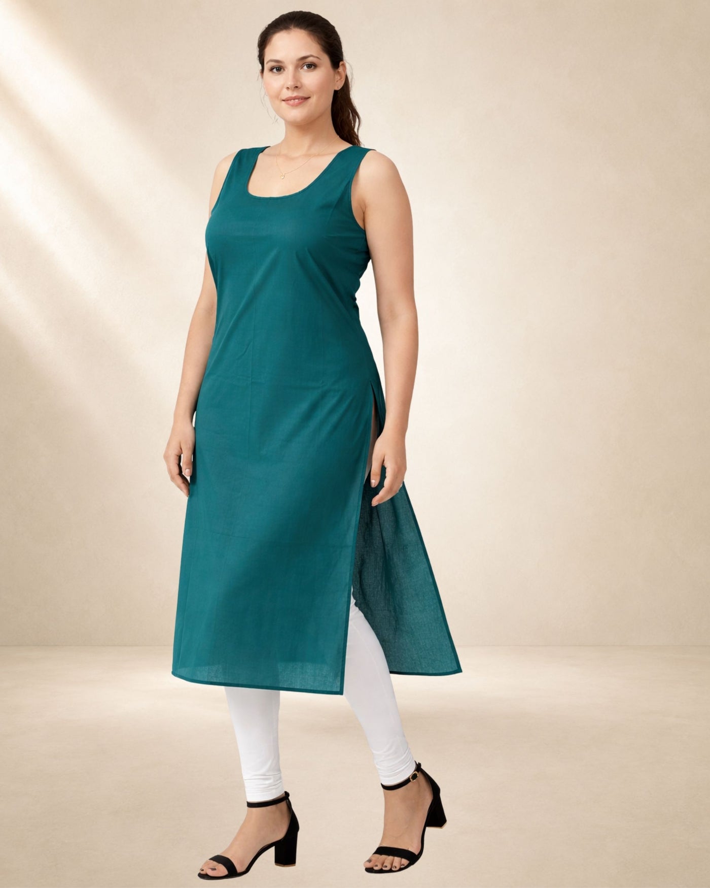 KURTIVERSE Women’s Poly Cotton Full-Length Inner Slip Bottle Green Color | 41 Inch | Sizes 4XL–7XL