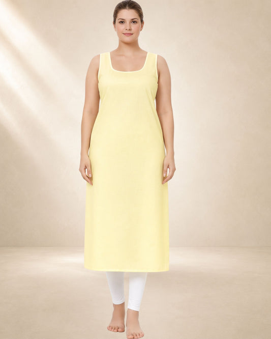KURTIVERSE Fawn Yellow Plus Size Long Inner Slip for Women | 41 Inch | 4XL–7XL
