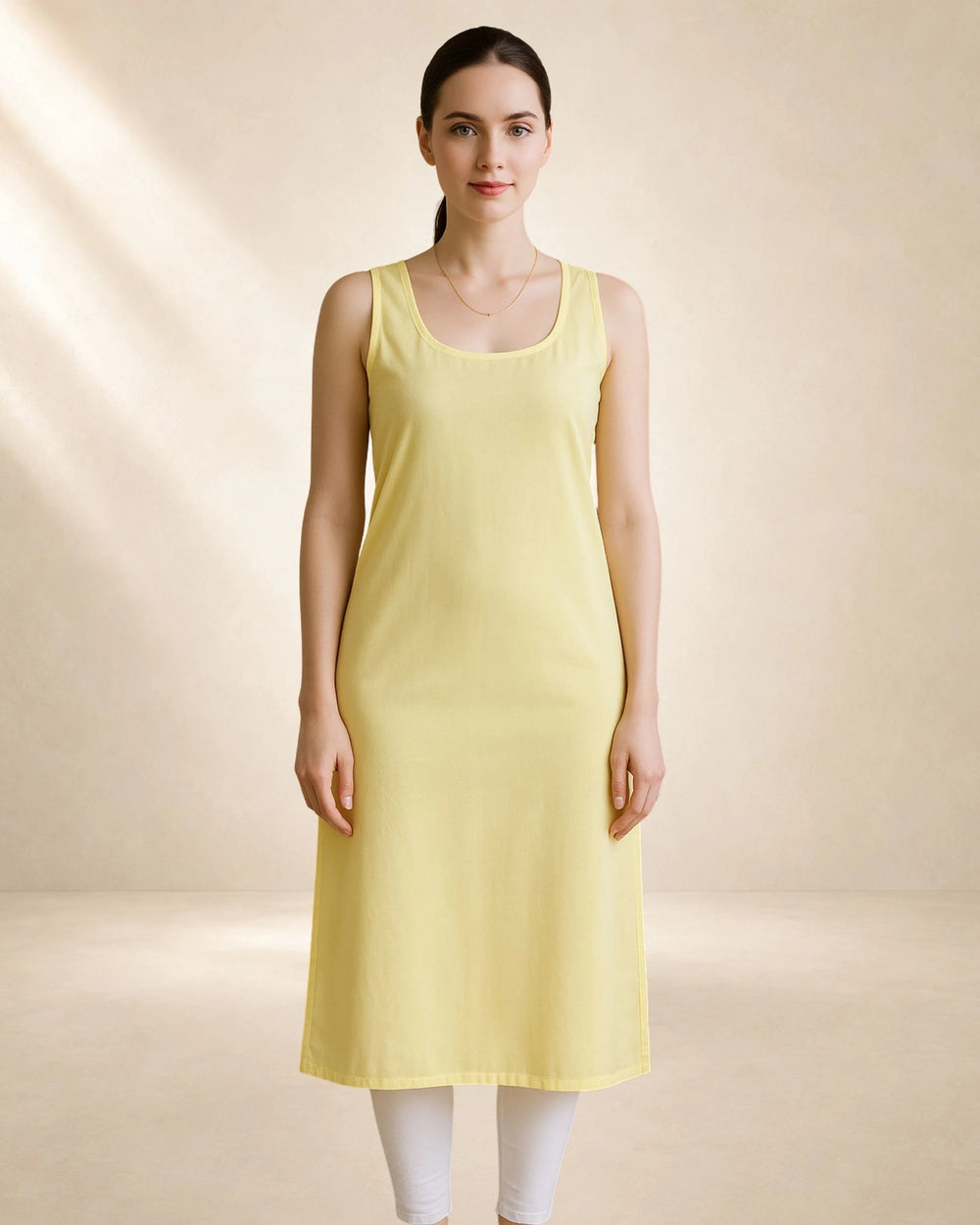 KURTIVERSE Women’s Poly Cotton Full-Length Inner Slip Fawn Yellow Color | 41 Inch | Sizes S–3XL: