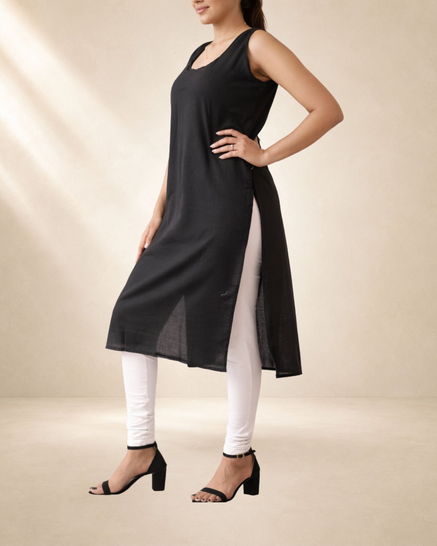 KURTIVERSE Women’s Poly Cotton Full-Length Inner Slip Black Color | 41 Inch | Sizes 4XL–7XL