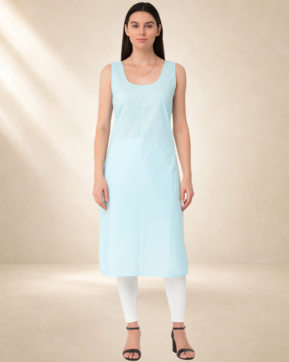 Women’s 41-Inch Long Inner Slip Combo – Sky Blue & Black (Pack of 2)