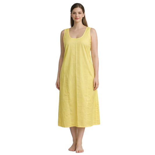 KURTIVERSE Plus Size Women Anarkali Yellow Inner Slip | Poly Cotton | 43 Inch Long