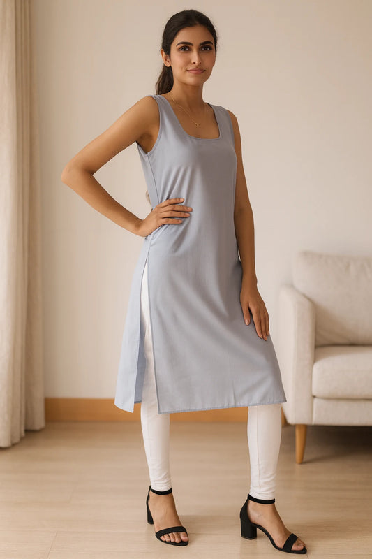 KURTIVERSE Women’s Poly Cotton Full-Length Inner Slip Dark Grey Color | 41 Inch | Sizes S–3XL