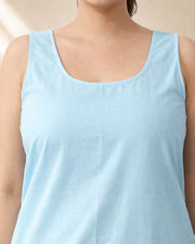 KURTIVERSE Women’s Poly Cotton Full-Length Inner Slip Sky Blue Color | 41 Inch | Sizes 4XL–7XL