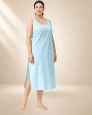 KURTIVERSE Women’s Poly Cotton Full-Length Inner Slip Sky Blue Color | 41 Inch | Sizes 4XL–7XL