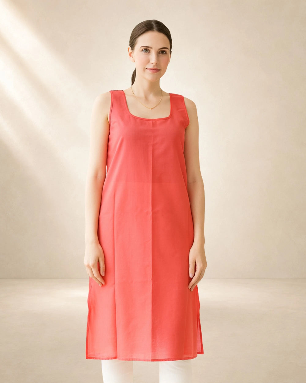 KURTIVERSE Women’s Poly Cotton Full-Length Inner Slip  Carrot Red Color | 41 Inch | Sizes S–3XL: