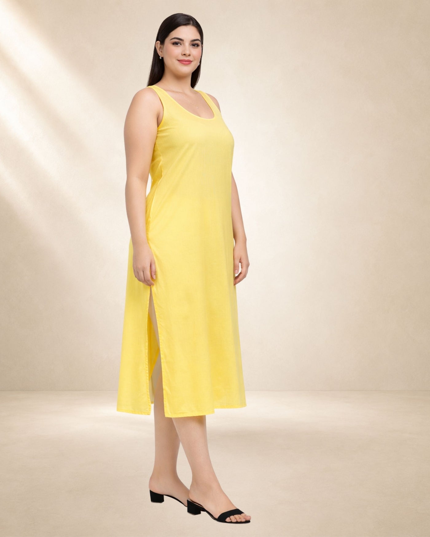 KURTIVERSE Women’s Poly Cotton Full-Length Inner Slip Yellow Color | 41 Inch | Sizes 4XL–7XL