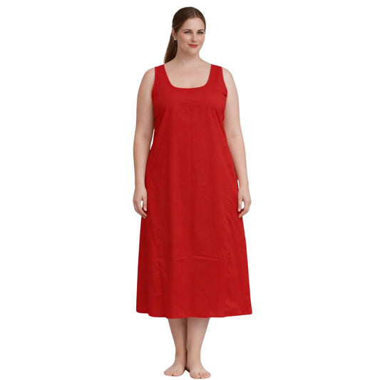 KURTIVERSE Plus Size Women Anarkali Red Inner Slip | Poly Cotton | 43 Inch Long