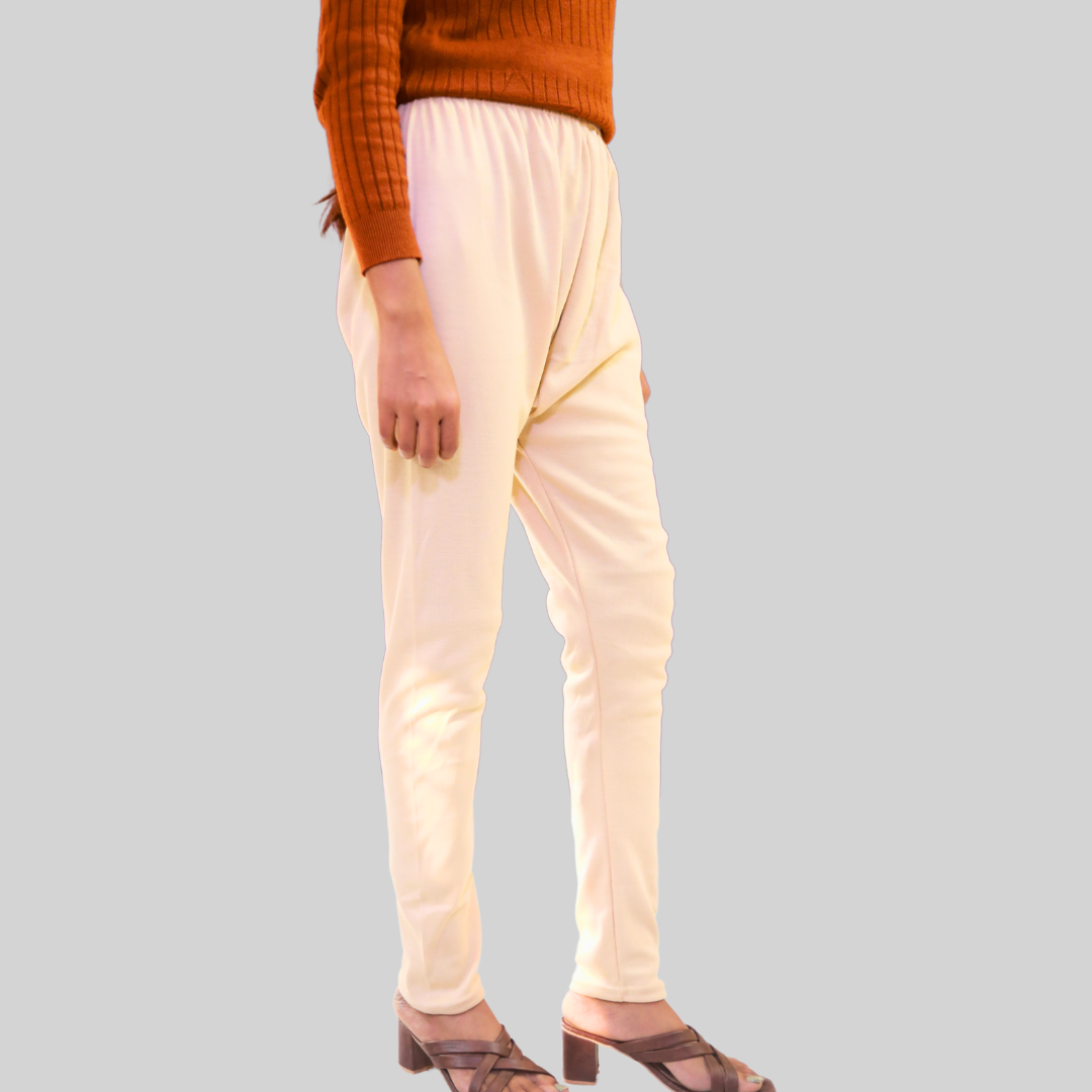 KURTIVERSE Beige Plus Size Woolen Leggings, Winter Thermal Legging, 30-40 Inch Waist, Stretchable