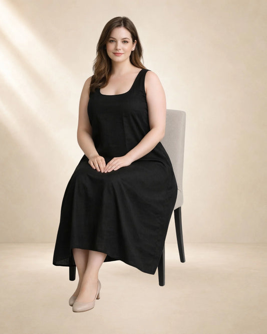 KURTIVERSE Plus Size Women Anarkali Black Inner Slip | Poly Cotton | 43 Inch Long