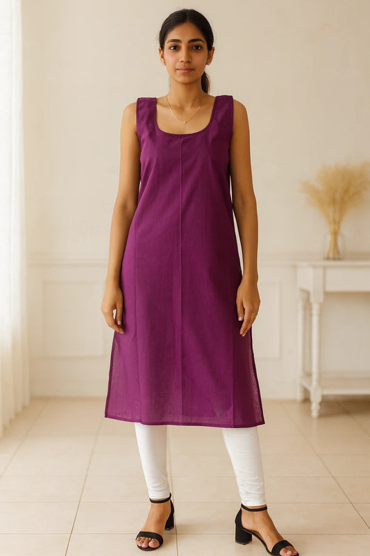 KURTIVERSE Women’s Poly Cotton Full-Length Inner Slip Dark Wine Color | 41 Inch | Sizes S–3XL