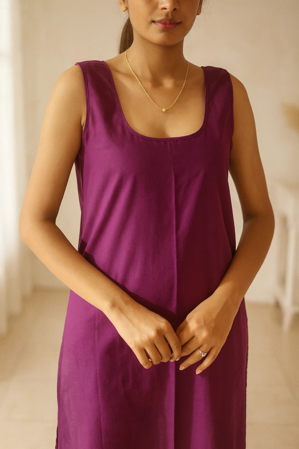 KURTIVERSE Women’s Poly Cotton Long Inner Slip Combo Pack of 2 with Side Slit | Wine & Black