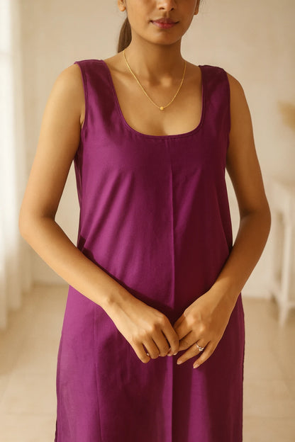 KURTIVERSE Women’s Poly Cotton Long Inner Slip Combo Pack of 2 with Side Slit | Wine & White