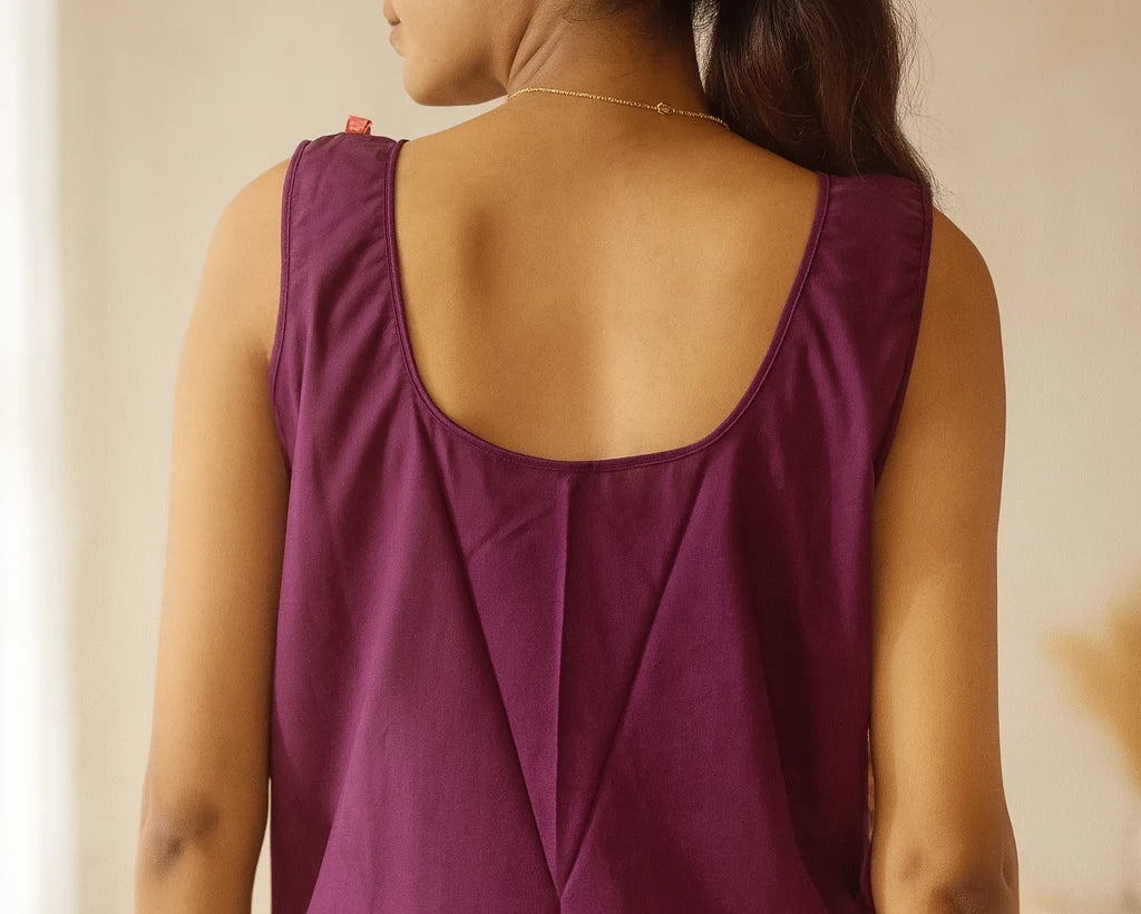 KURTIVERSE Women’s Poly Cotton Long Inner Slip Combo Pack of 2 with Side Slit | Wine & White