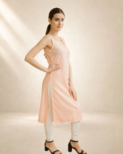 KURTIVERSE Women’s Poly Cotton Long Inner Slip Combo Pack of 2 with Side Slit | Pink & White |