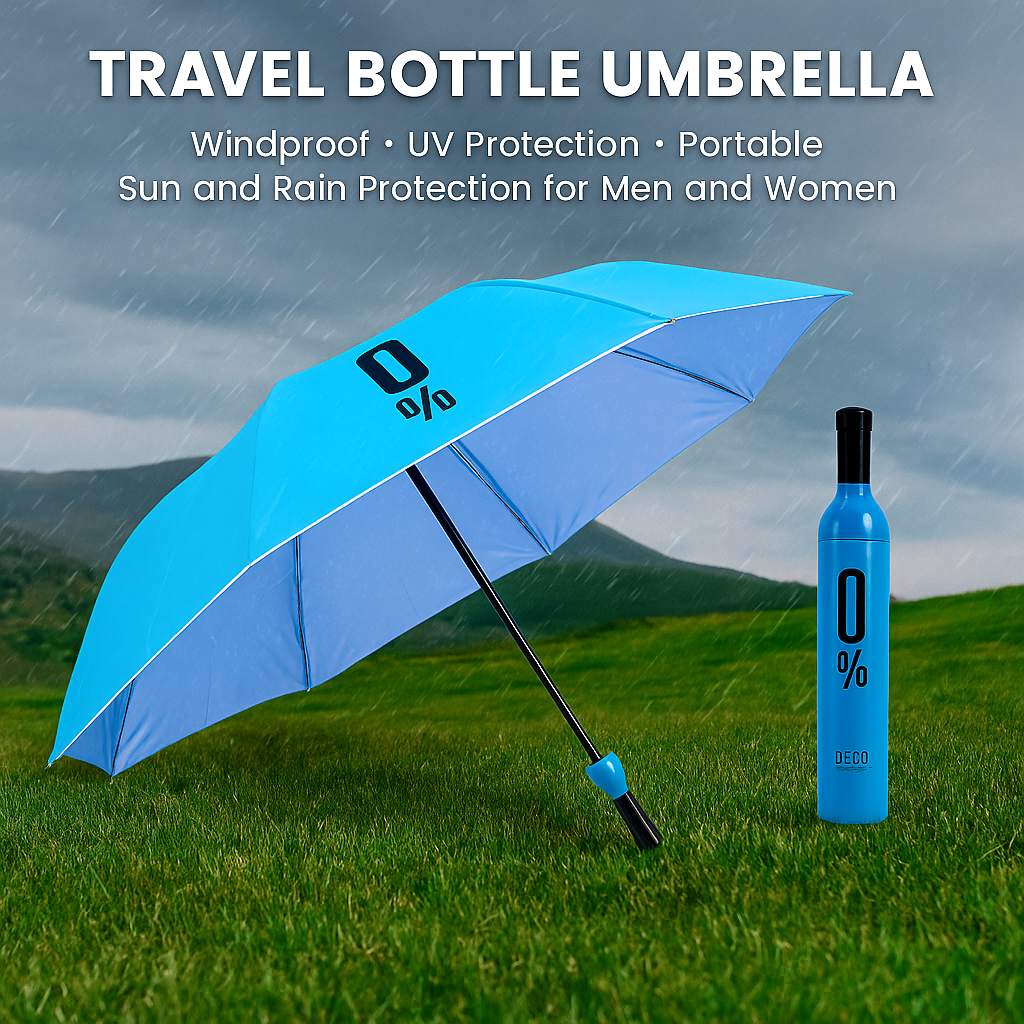 Travel Bottle Umbrella, Windproof, UV Protection, Portable Sun and Rain Protection for Men and Women