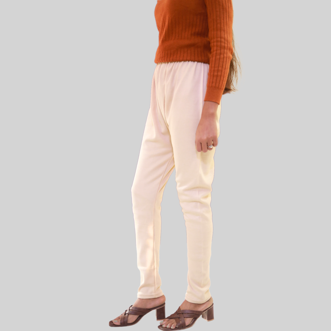 KURTIVERSE Beige Plus Size Woolen Leggings, Winter Thermal Legging, 30-40 Inch Waist, Stretchable