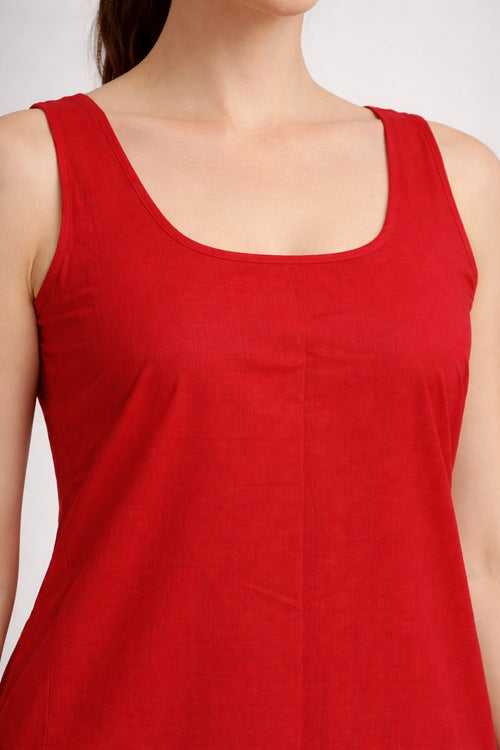 KURTIVERSE Women Red Poly Cotton Anarkali A-Line Inner Slip, 43 Inch Long