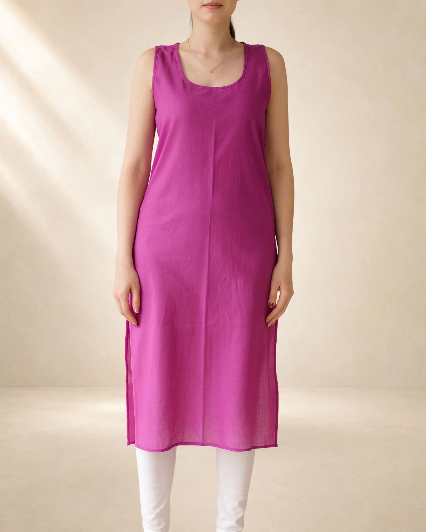 Women’s 41-Inch Long Inner Slip Combo – Magenta & White (Pack of 2)
