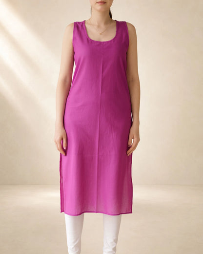 Women’s 41-Inch Long Inner Slip Combo – Magenta & White (Pack of 2)