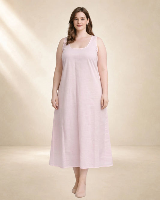 KURTIVERSE Plus Size Women Anarkali Pink Inner Slip | Poly Cotton | 43 Inch Long