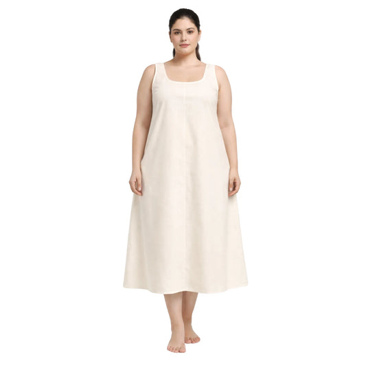 KURTIVERSE Plus Size Women Anarkali Cream Inner Slip | Poly Cotton | 43 Inch Long