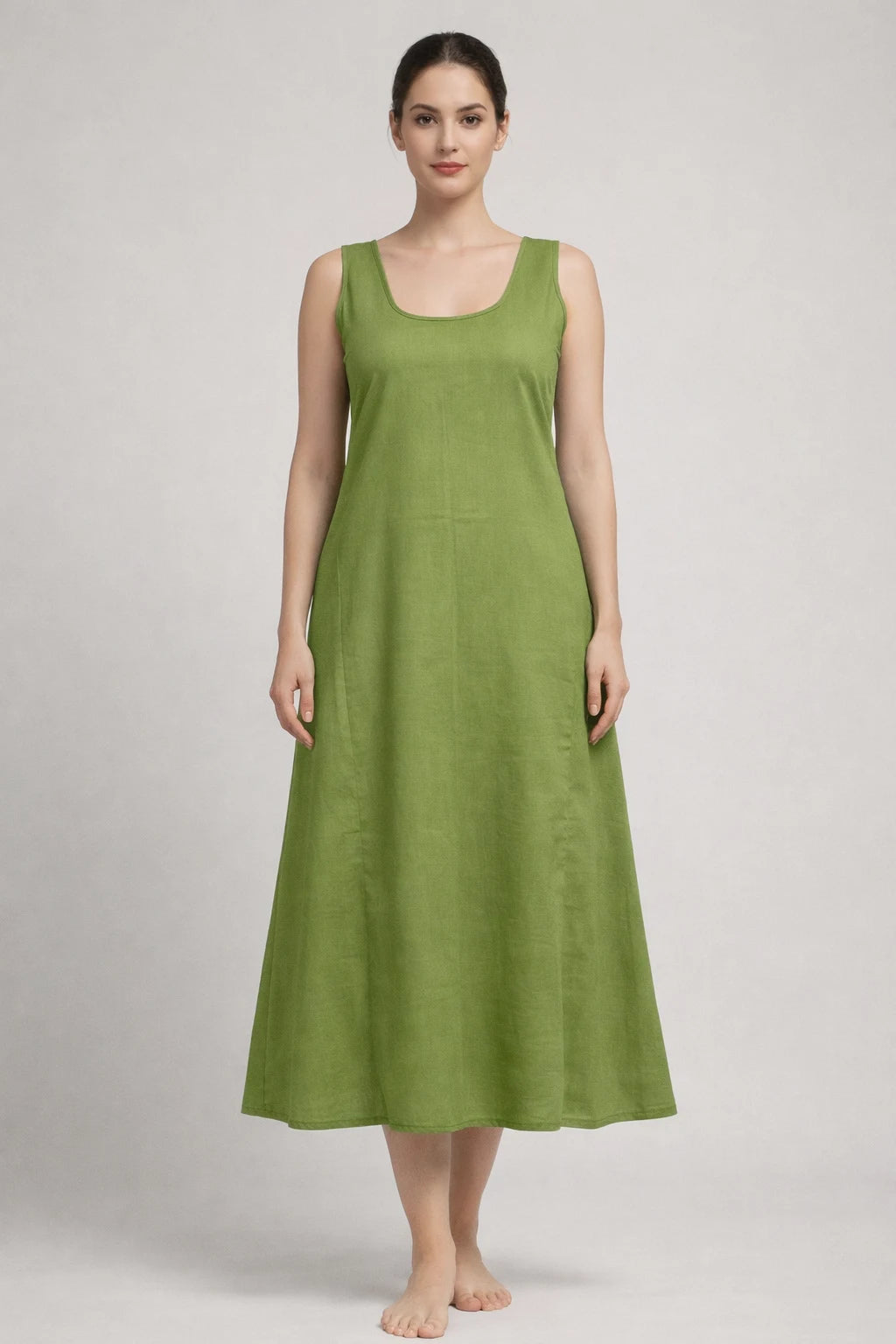KURTIVERSE Women Green Poly Cotton Anarkali A-Line Inner Slip, 43 Inch Long