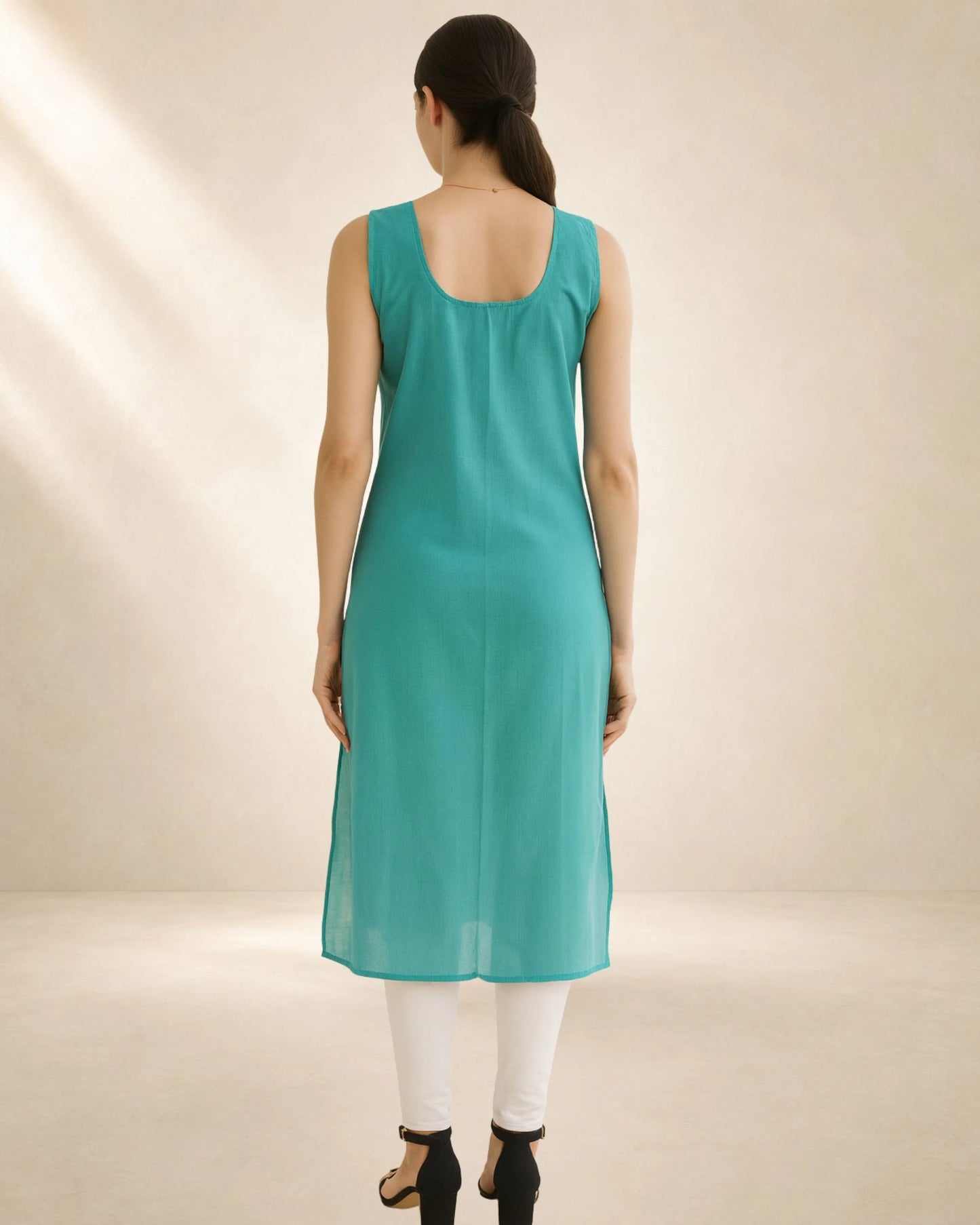 Women’s 41-Inch Long Inner Slip Combo – Ocean Blue & White (Pack of 2)