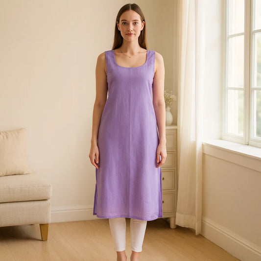 KURTIVERSE Women’s Poly Cotton Full-Length Inner Slip Mustard Lavender Color | 41 Inch | Sizes S–3XL