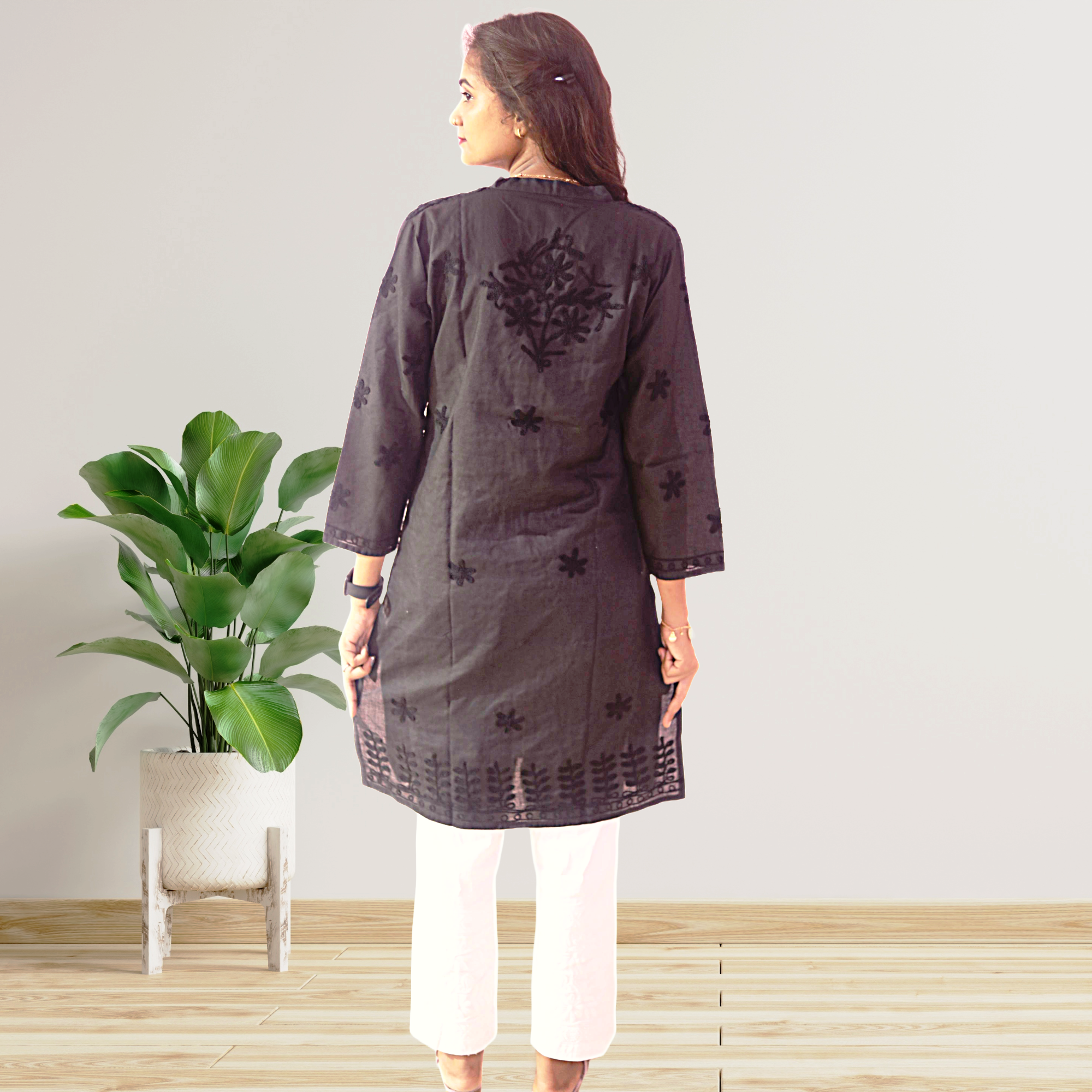 KurtiVerse White & Black Button Kurti Combo Pack Of 2