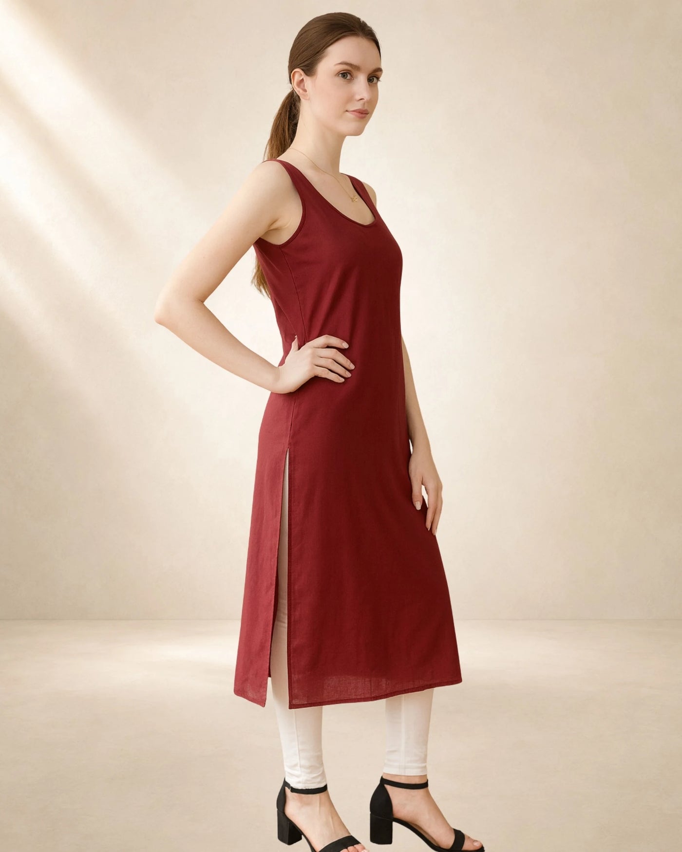 KURTIVERSE Women’s Poly Cotton Full-Length Inner Slip Maroon Color | 41 Inch | Sizes S–3XL: