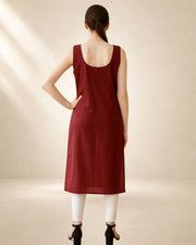 KURTIVERSE Women’s Poly Cotton Long Inner Slip Combo Pack of 2 with Side Slit | Maroon & White