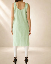 KURTIVERSE Women’s Poly Cotton Long Inner Slip Combo Pack of 2 with Side Slit | Sea Green & White