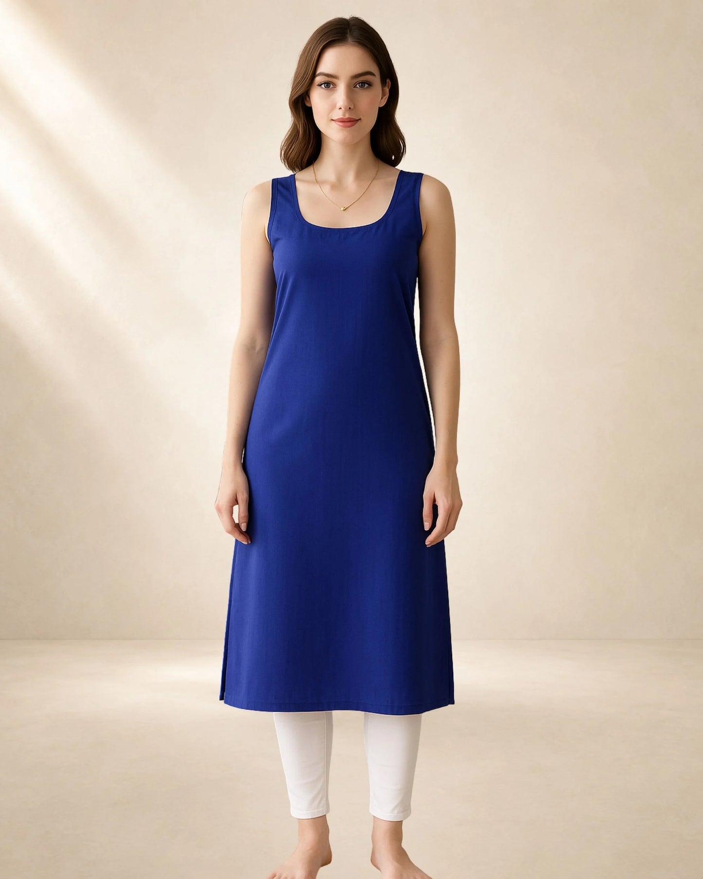Women’s 41-Inch Long Inner Slip Combo – Royal Blue & White (Pack of 2)