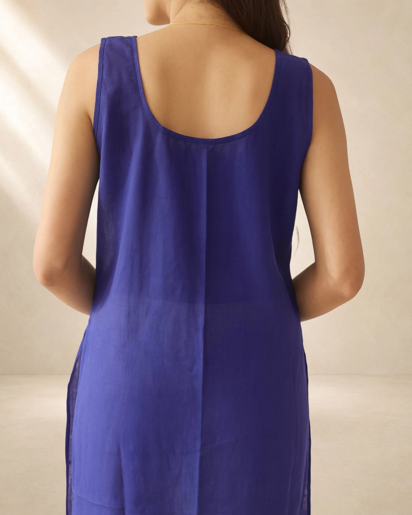 KURTIVERSE Women’s Poly Cotton Long Inner Slip Combo Pack of 2 with Side Slit | Royal Blue & White