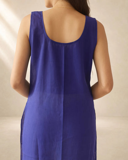 Women’s 41-Inch Long Inner Slip Combo – Royal Blue & White (Pack of 2)
