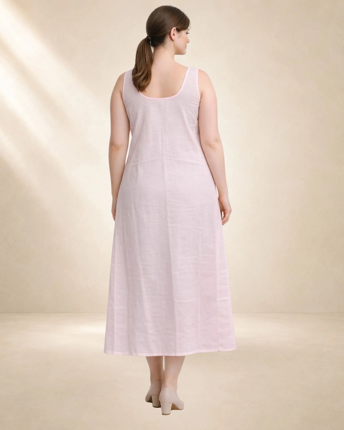 KURTIVERSE Plus Size Women Anarkali Pink Inner Slip | Poly Cotton | 43 Inch Long