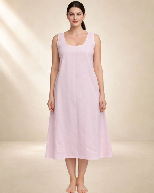 KURTIVERSE Women Pink Poly Cotton Anarkali A-Line Inner Slip, 43 Inch Long