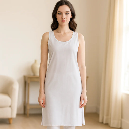 KURTIVERSE Women’s Poly Cotton Full-Length Inner Slip Mustard White Color | 41 Inch | Sizes S–3XL:
